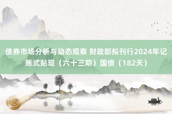 债券市场分析与动态观察 财政部拟刊行2024年记账式贴现（六十三期）国债（182天）