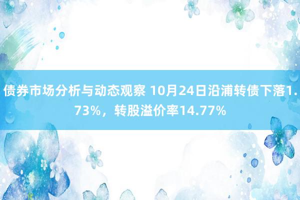 债券市场分析与动态观察 10月24日沿浦转债下落1.73%，转股溢价率14.77%