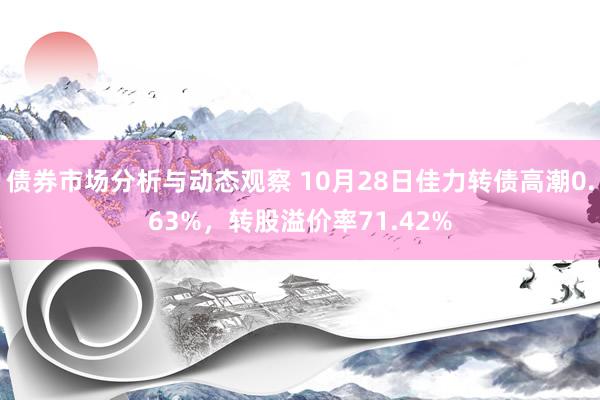 债券市场分析与动态观察 10月28日佳力转债高潮0.63%，转股溢价率71.42%