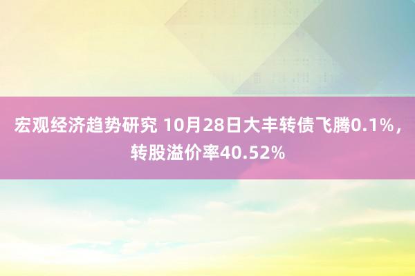 宏观经济趋势研究 10月28日大丰转债飞腾0.1%，转股溢价率40.52%