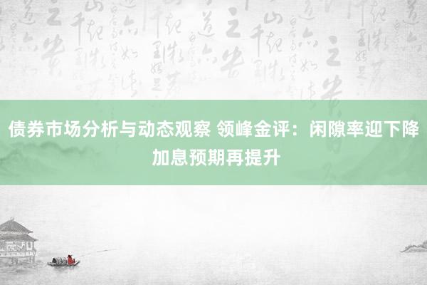 债券市场分析与动态观察 领峰金评：闲隙率迎下降 加息预期再提升