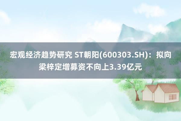 宏观经济趋势研究 ST朝阳(600303.SH)：拟向梁梓定增募资不向上3.39亿元