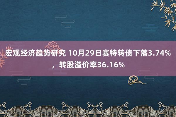 宏观经济趋势研究 10月29日赛特转债下落3.74%，转股溢价率36.16%