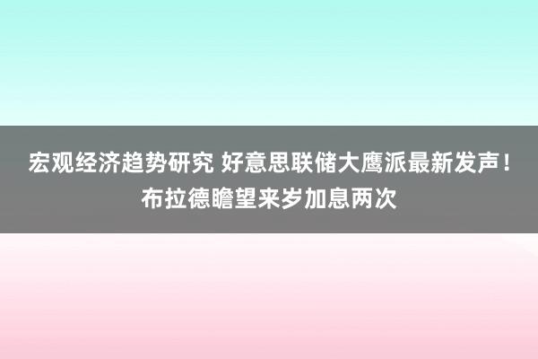 宏观经济趋势研究 好意思联储大鹰派最新发声！布拉德瞻望来岁加息两次