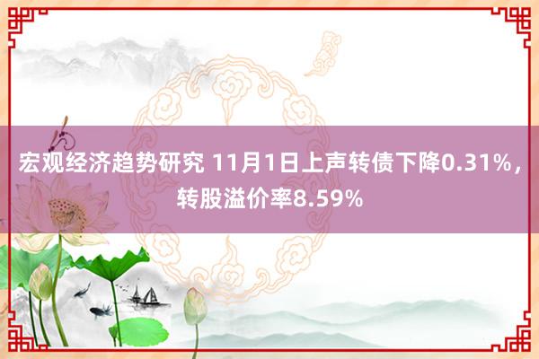 宏观经济趋势研究 11月1日上声转债下降0.31%，转股溢价率8.59%