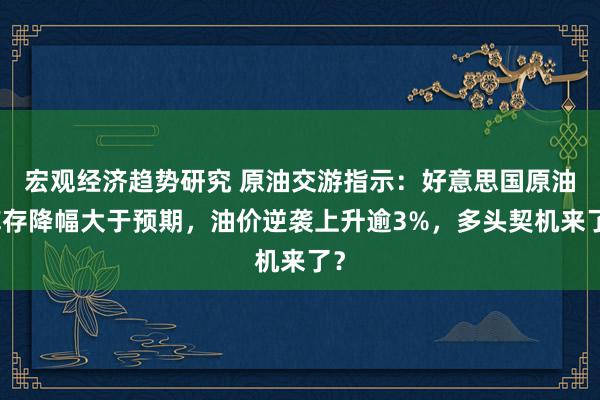 宏观经济趋势研究 原油交游指示：好意思国原油库存降幅大于预期，油价逆袭上升逾3%，多头契机来了？