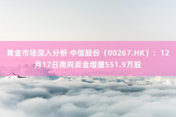 黄金市场深入分析 中信股份（00267.HK）：12月17日南向资金增握551.9万股