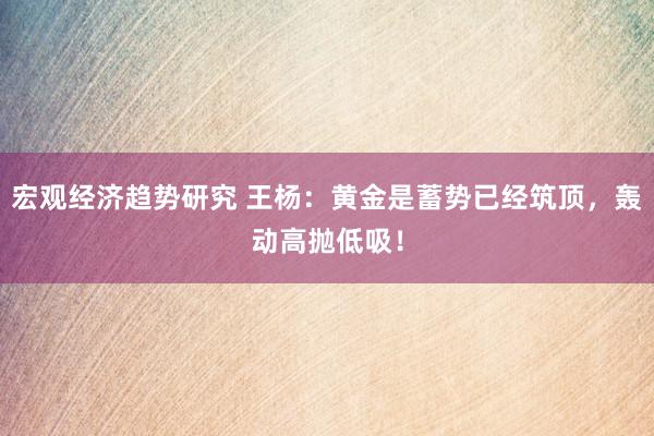 宏观经济趋势研究 王杨：黄金是蓄势已经筑顶，轰动高抛低吸！