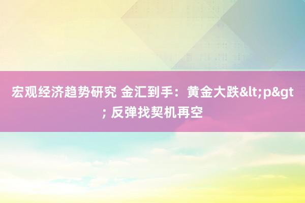 宏观经济趋势研究 金汇到手：黄金大跌<p> 反弹找契机再空