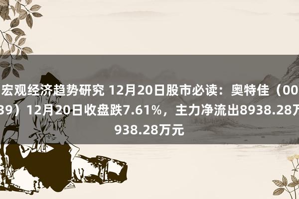 宏观经济趋势研究 12月20日股市必读：奥特佳（002239）12月20日收盘跌7.61%，主力净流出8938.28万元