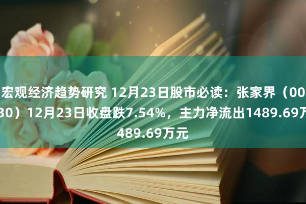 宏观经济趋势研究 12月23日股市必读：张家界（000430）12月23日收盘跌7.54%，主力净流出1489.69万元