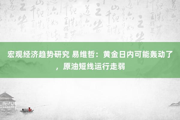 宏观经济趋势研究 易维哲：黄金日内可能轰动了，原油短线运行走弱