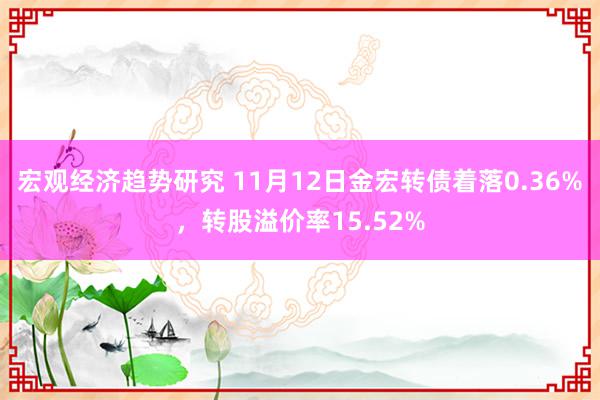 宏观经济趋势研究 11月12日金宏转债着落0.36%，转股溢价率15.52%