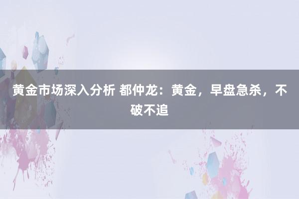 黄金市场深入分析 都仲龙：黄金，早盘急杀，不破不追