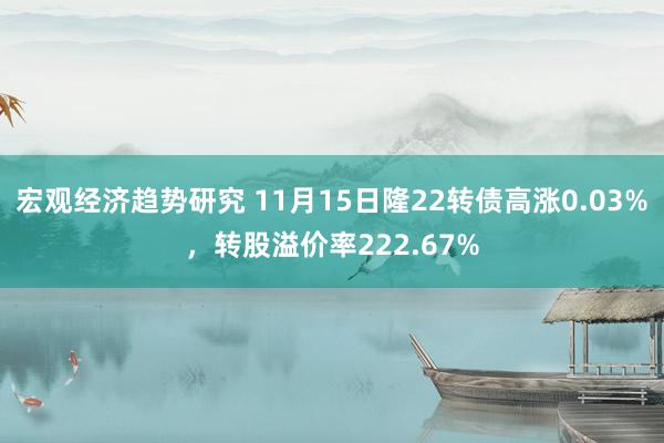 宏观经济趋势研究 11月15日隆22转债高涨0.03%，转股溢价率222.67%