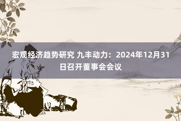 宏观经济趋势研究 九丰动力：2024年12月31日召开董事会会议