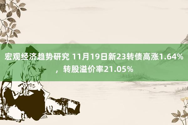 宏观经济趋势研究 11月19日新23转债高涨1.64%，转股溢价率21.05%