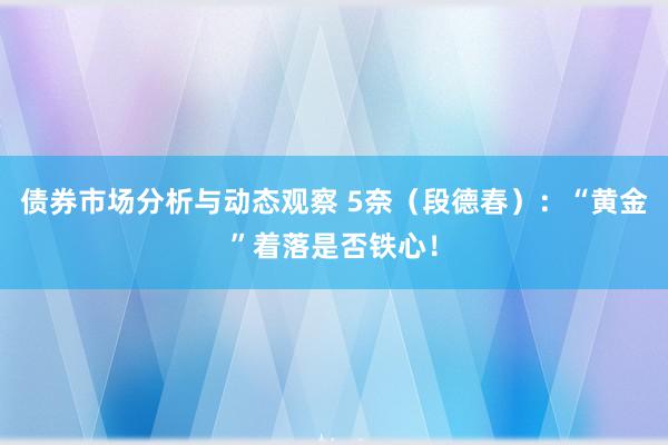 债券市场分析与动态观察 5奈（段德春）：“黄金”着落是否铁心！