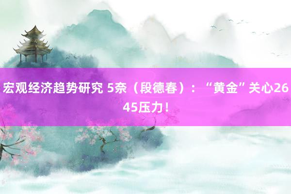 宏观经济趋势研究 5奈（段德春）：“黄金”关心2645压力！