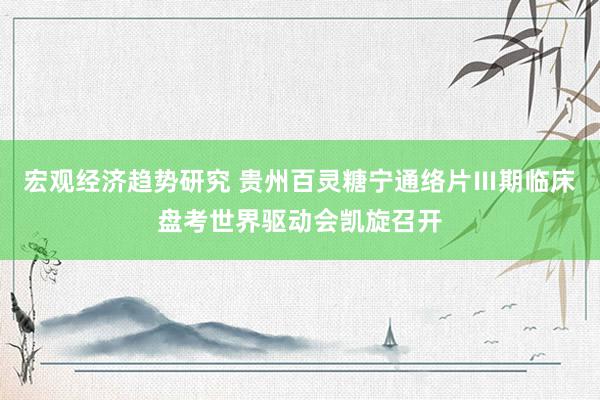 宏观经济趋势研究 贵州百灵糖宁通络片Ⅲ期临床盘考世界驱动会凯旋召开