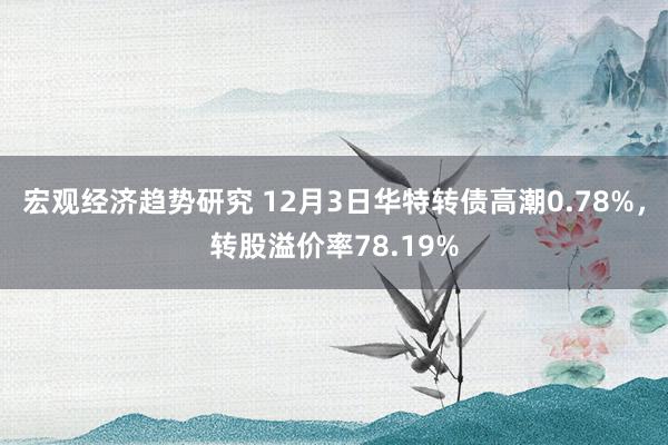 宏观经济趋势研究 12月3日华特转债高潮0.78%，转股溢价率78.19%