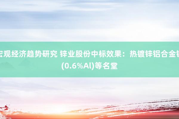 宏观经济趋势研究 锌业股份中标效果：热镀锌铝合金锭(0.6%Al)等名堂