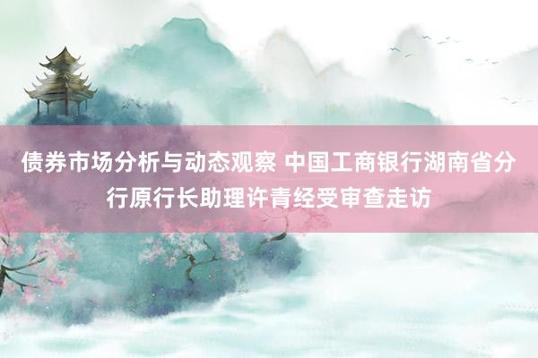 债券市场分析与动态观察 中国工商银行湖南省分行原行长助理许青经受审查走访