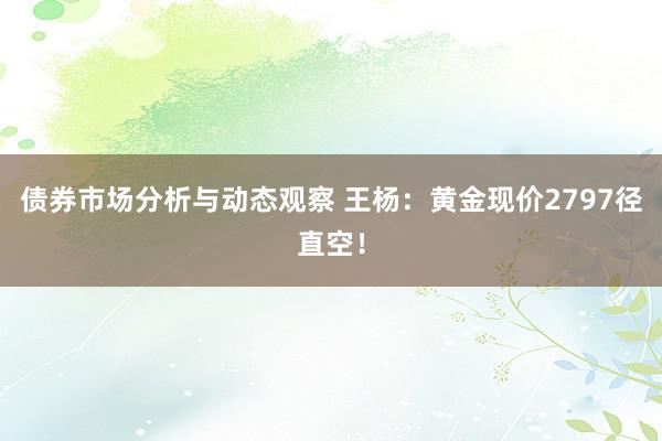 债券市场分析与动态观察 王杨：黄金现价2797径直空！