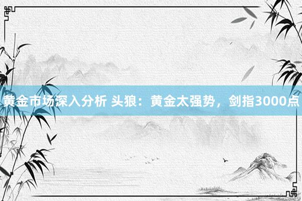 黄金市场深入分析 头狼：黄金太强势，剑指3000点