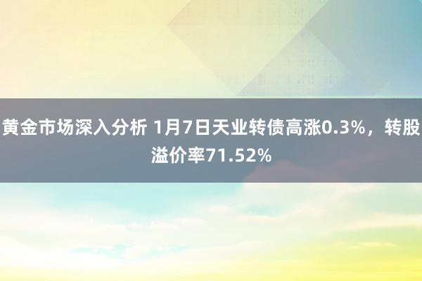 黄金市场深入分析 1月7日天业转债高涨0.3%，转股溢价率71.52%