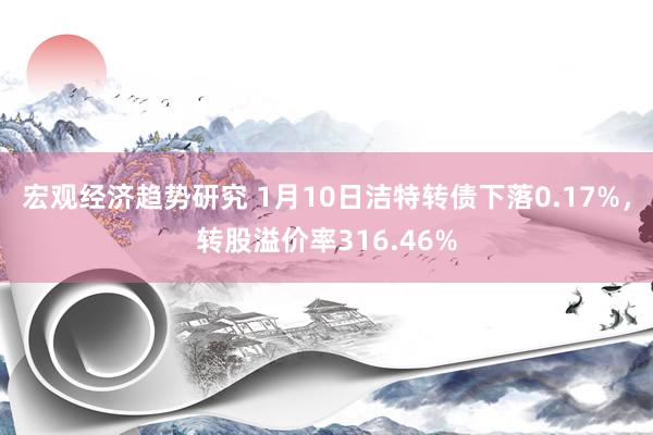 宏观经济趋势研究 1月10日洁特转债下落0.17%，转股溢价率316.46%